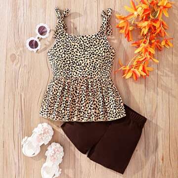 zarmfly Baby Girls Clothes Set Toddler girl Leopard Print Ruffle Tank Top and Shorts 2 Piece Summer Outfit Set 2t
