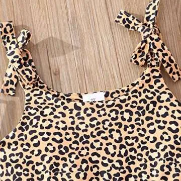 zarmfly Baby Girls Clothes Set Toddler girl Leopard Print Ruffle Tank Top and Shorts 2 Piece Summer Outfit Set 2t