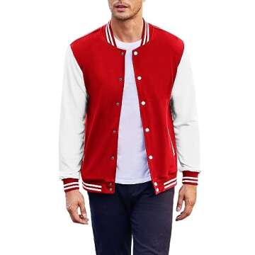 COOFANDY Men's Fashion Varsity Baseball Jacket Long Sleeve Letterman Jacket Slim Fit Bomber