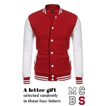 COOFANDY Men's Fashion Varsity Baseball Jacket Long Sleeve Letterman Jacket Slim Fit Bomber