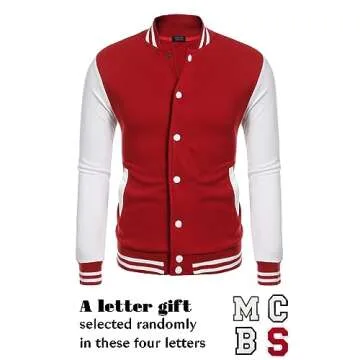 COOFANDY Men's Fashion Varsity Baseball Jacket Long Sleeve Letterman Jacket Slim Fit Bomber