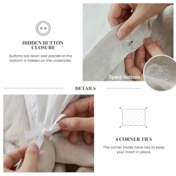 Simple&Opulence 100% Linen Duvet Cover Set, Queen Size