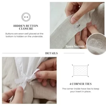 Simple&Opulence 100% Linen Duvet Cover Set, Queen Size