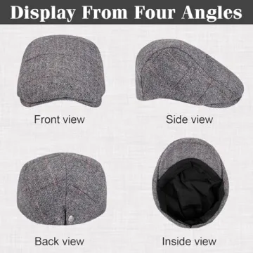 Affordable Vintage Herringbone Newsboy Caps for Men