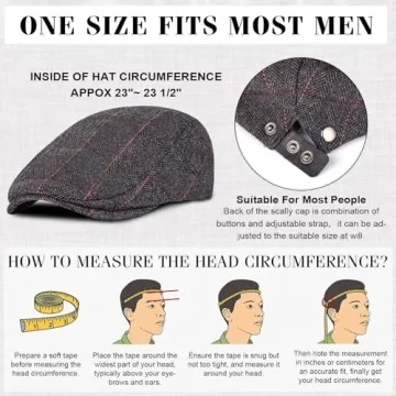 Affordable Vintage Herringbone Newsboy Caps for Men