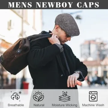Affordable Vintage Herringbone Newsboy Caps for Men