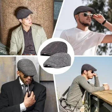 Affordable Vintage Herringbone Newsboy Caps for Men