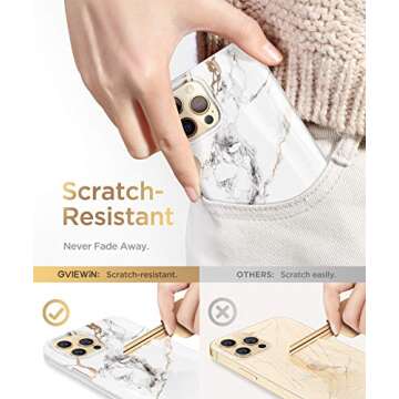 GVIEWIN Compatible with iPhone 12 Pro Max Case 6.7 Inch 2020, Marble Ultra Slim Thin Glossy Soft Shockproof TPU Rubber Stylish Flexible Protective Cover for iPhone 12 Pro Max (White/Gold)