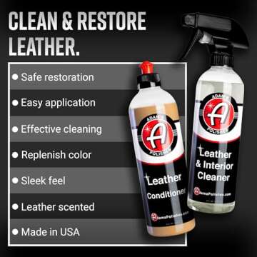 Adam's Polishes Leather Care Kit - Premium Cleaner & Conditioner