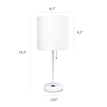 Simple Designs LT2024-WOW Lamp with Charging Outlet and Shade
