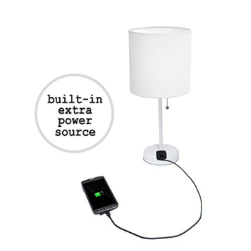 Simple Designs LT2024-WOW Lamp with Charging Outlet and Shade