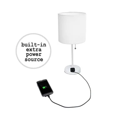 Simple Designs LT2024-WOW Lamp with Charging Outlet and Shade