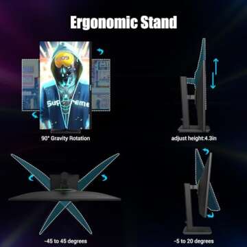 InnoView 27 Inch 2K 240Hz 2560 * 1440p 1ms Gaming Monitor Height Adjustable 99% sRGB FreeSync HDR10 ...