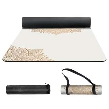 nuveti Yoga Mat Print Extra Thick TPE Non Slip Fitness Exercise Mat with Carrying Bag,72"x24" Extra ...