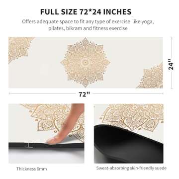 nuveti Yoga Mat Print Extra Thick TPE Non Slip Fitness Exercise Mat with Carrying Bag,72"x24" Extra Thick 6MM Exercise & Workout Mat for Yoga, Pilates Fitness and Floor Exercises