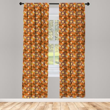 Lunarable Retro Curtains - 2 Panel Set for Vibrant Decor