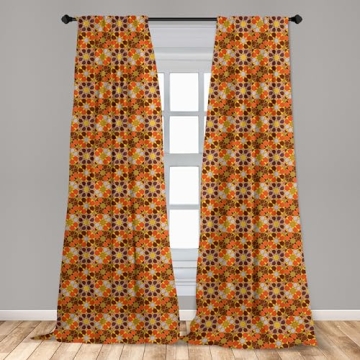 Lunarable Retro Curtains - 2 Panel Set for Vibrant Decor