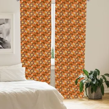 Lunarable Retro Curtains - 2 Panel Set for Vibrant Decor