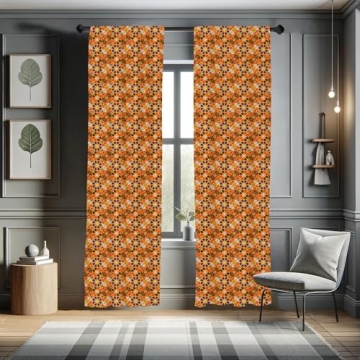 Lunarable Retro Curtains - 2 Panel Set for Vibrant Decor