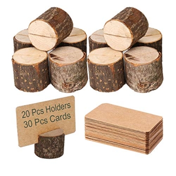 Toncoo Wood Place Card Holders - Rustic Table Decor with Kraft Cards