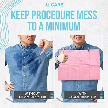 JJ CARE Dental Bibs [Pack of 250] - 13" x 18" Pink Dental Bibs, 3 Ply Waterproof Dentist Bibs, Dental Bibs Disposable for Eyelash Extension, Patient Bibs for Nail Art, Dental Napkins for Piercing