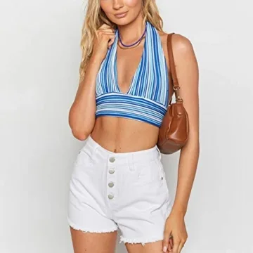 Stylish MISSACTIVER Halter Backless Crop Top for Women