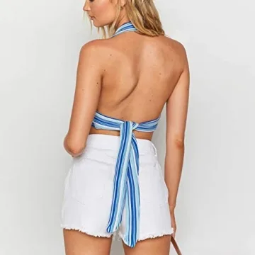 Stylish MISSACTIVER Halter Backless Crop Top for Women