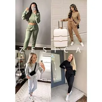 ZESICA Women's Long Sleeve Crop Top and Pants Pajama Sets 2 Piece Jogger Long Sleepwear Loungewear Pjs Sets,RosyPurple,X-Large