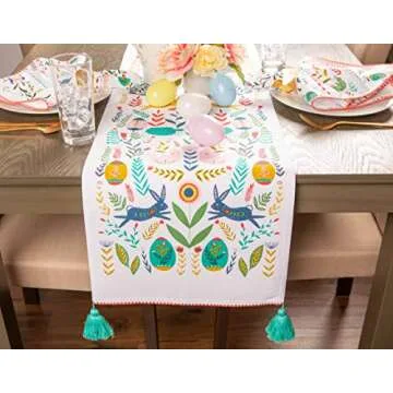 DII Easter Folk Collection Table Runner, 14x72 for Spring