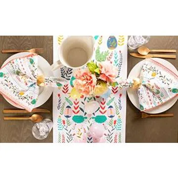 DII Easter Folk Collection Table Runner, 14x72 for Spring