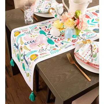 DII Easter Folk Collection Table Runner, 14x72 for Spring