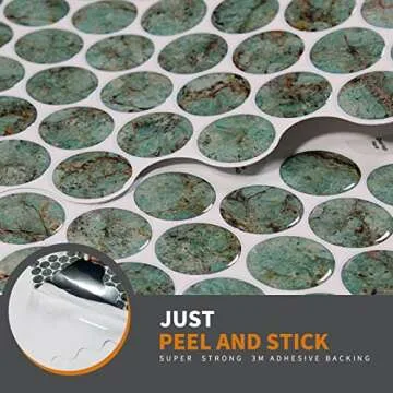 Artemuro 10-Sheets Premium Luxury Teal Green Marble Peel and Stick Backsplash Tiles, 12×12 Inches P...