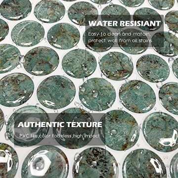 Artemuro Teal Green Marble Peel and Stick Tiles