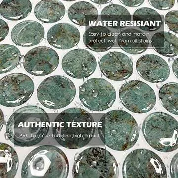 Artemuro Teal Green Marble Peel and Stick Tiles