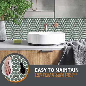 Artemuro Teal Green Marble Peel and Stick Tiles