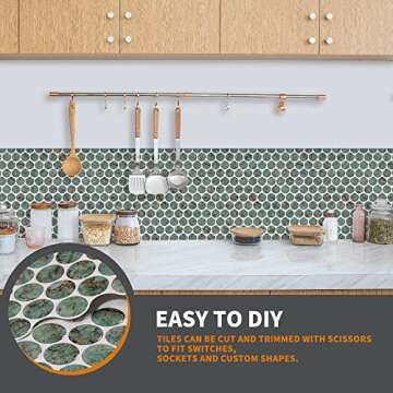 Artemuro Teal Green Marble Peel and Stick Tiles