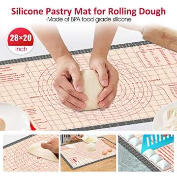 Pastry Baking Mat 28x20 Inch - Larger Silicone Baking Pastry Mat for Rolling Dough,Non Silp Silicon ...