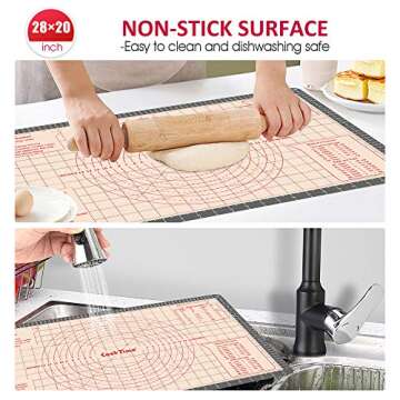 Pastry Baking Mat - Silicone Dough Sheet with Measurements