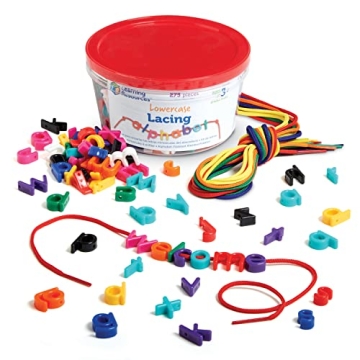 Learning Resources Lowercase Lacing Letters - 275 Pieces, Ages 3+, Toddler Alphabet Learning Toys, L...