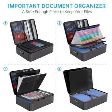 ENGPOW 5200℉ Fireproof File Organizer Bag with 13 Pocket Accordion File Folder,Document Organizer Box with Lock&Labels,Multi-Layer Portable Home Travel Safe Storage Box for Important Documents,Files