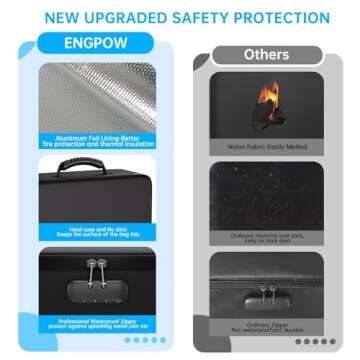 ENGPOW 5200℉ Fireproof File Organizer Bag with 13 Pocket Accordion File Folder,Document Organizer Box with Lock&Labels,Multi-Layer Portable Home Travel Safe Storage Box for Important Documents,Files