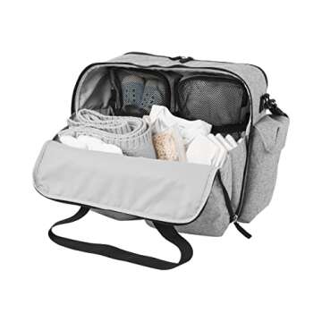 Skip Hop Diaper Bag: Iconic Duo Weekender, Extra Large Capacity with Changing Pad & Stroller Attachment, Grey Melange