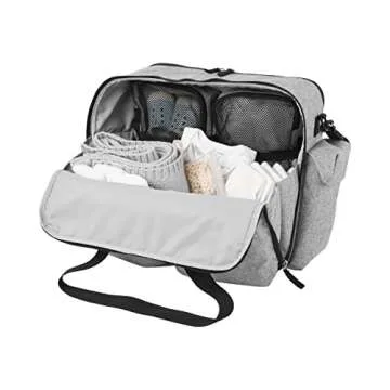 Skip Hop Diaper Bag: Iconic Duo Weekender, Extra Large Capacity with Changing Pad & Stroller Attachment, Grey Melange