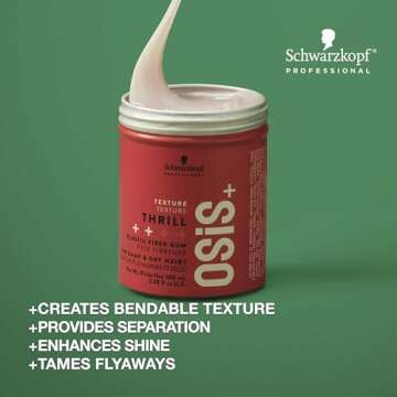 OSiS+ Thrill Fibre Gum – Medium Hold Flexible Style Control, 3.38 Oz – Bendable and Moldable Tex...