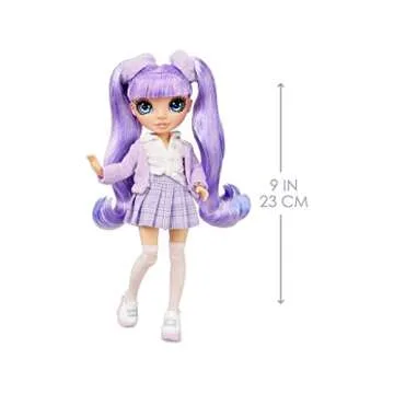 Rainbow High Jr High Violet Willow - 9-inch Purple Fashion Doll with Doll Accessories- Open and Closes Backpack, Great Gift for Kids 6-12 Years Old and Collectors