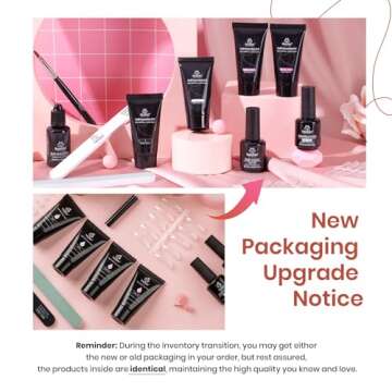 Beetles Poly Nail Extension Gel Kit, 4 Colors Pink White Poly Nail Gel Builder Sheer Pink Nail Gel Clear Nail Art Kit with Poly Brush & Slip Solution Nail Salon All In 1 Kit Gift for Women