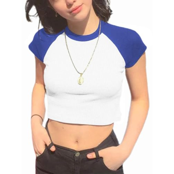 Avanova Women's Colorblock Crop Top Stylish Summer Tee