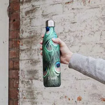 S'well Stainless Steel Bottle-17 Fl Oz-Peacock Triple-Layered Vacuum-Insulated Containers Keeps Drinks Cold for 41 Hours and Hot for 18-with No Condensation-BPA Free Water Bottle, 17oz
