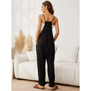 Glamaker Women's Casual Baggy Waffle Knit Jumpsuit