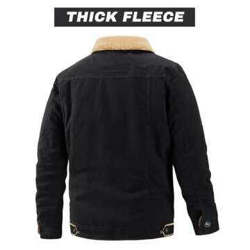 EKLENTSON Men's Winter Fleece Jacket - Warm, Windproof, Multi-Pockets, Black